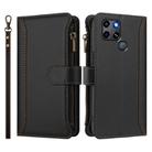 For Infinix Smart 6 / 6 Plus Magnetic Closure 9 Card Slots Zipper Leather Case with Hand Strap(Black) - 2