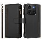 For Infinix Smart 7 Plus / 7 HD Magnetic Closure 9 Card Slots Zipper Leather Case with Hand Strap(Black) - 2