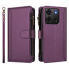 For Infinix Smart 7 Plus / 7 HD Magnetic Closure 9 Card Slots Zipper Leather Case with Hand Strap(Purple) - 2