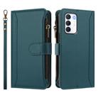 For Infinix Zero 5G 2023 Magnetic Closure 9 Card Slots Zipper Leather Case with Hand Strap(Dark Green) - 2