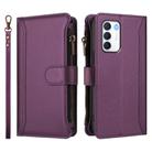 For Infinix Zero 5G 2023 Magnetic Closure 9 Card Slots Zipper Leather Case with Hand Strap(Purple) - 2