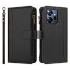 For Infinix Zero 20 Magnetic Closure 9 Card Slots Zipper Leather Case with Hand Strap(Black) - 2