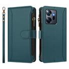 For Infinix Zero 20 Magnetic Closure 9 Card Slots Zipper Leather Case with Hand Strap(Dark Green) - 2