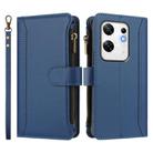 For Infinix Zero 30 4G Magnetic Closure 9 Card Slots Zipper Leather Case with Hand Strap(Dark Blue) - 2