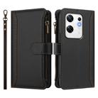 For Infinix Zero 30 4G Magnetic Closure 9 Card Slots Zipper Leather Case with Hand Strap(Black) - 2