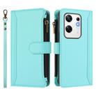For Infinix Zero 30 4G Magnetic Closure 9 Card Slots Zipper Leather Case with Hand Strap(Mint Green) - 2