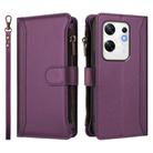 For Infinix Zero 30 4G Magnetic Closure 9 Card Slots Zipper Leather Case with Hand Strap(Purple) - 2