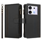 For Infinix Zero 30 5G Magnetic Closure 9 Card Slots Zipper Leather Case with Hand Strap(Black) - 2