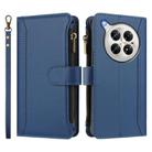 For Infinix Zero 40 4G Magnetic Closure 9 Card Slots Zipper Leather Case with Hand Strap(Dark Blue) - 2