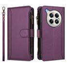 For Infinix Zero 40 4G Magnetic Closure 9 Card Slots Zipper Leather Case with Hand Strap(Purple) - 2