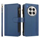 For Infinix Zero 40 5G Magnetic Closure 9 Card Slots Zipper Leather Case with Hand Strap(Dark Blue) - 2