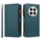 For Infinix Zero 40 5G Magnetic Closure 9 Card Slots Zipper Leather Case with Hand Strap(Dark Green) - 2