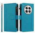For Infinix Zero 40 5G Magnetic Closure 9 Card Slots Zipper Leather Case with Hand Strap(Turquoise) - 2