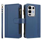 For Infinix Note 50s Magnetic Closure 9 Card Slots Zipper Leather Case with Hand Strap(Dark Blue) - 2