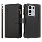 For Infinix Note 50s Magnetic Closure 9 Card Slots Zipper Leather Case with Hand Strap(Black) - 2