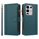 For Infinix Note 50s Magnetic Closure 9 Card Slots Zipper Leather Case with Hand Strap(Dark Green) - 2