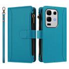 For Infinix Note 50s Magnetic Closure 9 Card Slots Zipper Leather Case with Hand Strap(Turquoise) - 2