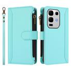 For Infinix Note 50s Magnetic Closure 9 Card Slots Zipper Leather Case with Hand Strap(Mint Green) - 2