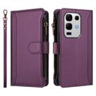 For Infinix Note 50s Magnetic Closure 9 Card Slots Zipper Leather Case with Hand Strap(Purple) - 2