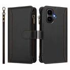 For Infinix Smart 10 4G / Tecno Pop 10 Magnetic Closure 9 Card Slots Zipper Leather Case with Hand Strap(Black) - 2