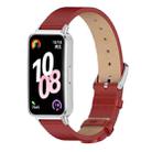For Huawei Band 10 / 9 / 8 Mijobs Microfiber PU Leather Watch Band(Red Silver) - 1