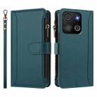 For itel A05s Magnetic Closure 9 Card Slots Zipper Leather Case with Hand Strap(Dark Green) - 2