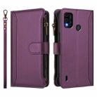 For itel A48 Magnetic Closure 9 Card Slots Zipper Leather Case with Hand Strap(Purple) - 2