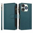 For itel A50 Magnetic Closure 9 Card Slots Zipper Leather Case with Hand Strap(Dark Green) - 2