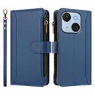 For itel A50C Magnetic Closure 9 Card Slots Zipper Leather Case with Hand Strap(Dark Blue) - 2