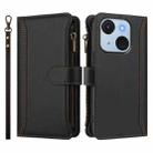 For itel A50C Magnetic Closure 9 Card Slots Zipper Leather Case with Hand Strap(Black) - 2