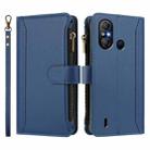 For itel A58 Lite / A49 Play Magnetic Closure 9 Card Slots Zipper Leather Case with Hand Strap(Dark Blue) - 2