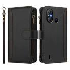 For itel A58 Lite / A49 Play Magnetic Closure 9 Card Slots Zipper Leather Case with Hand Strap(Black) - 2