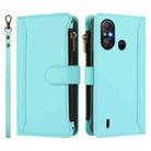 For itel A58 Lite / A49 Play Magnetic Closure 9 Card Slots Zipper Leather Case with Hand Strap(Mint Green) - 2