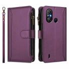 For itel A58 Lite / A49 Play Magnetic Closure 9 Card Slots Zipper Leather Case with Hand Strap(Purple) - 2