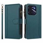 For itel A60 / A60s Magnetic Closure 9 Card Slots Zipper Leather Case with Hand Strap(Dark Green) - 2