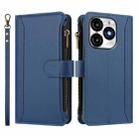 For itel A70 Magnetic Closure 9 Card Slots Zipper Leather Case with Hand Strap(Dark Blue) - 2