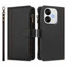 For itel A80 4G Magnetic Closure 9 Card Slots Zipper Leather Case with Hand Strap(Black) - 2