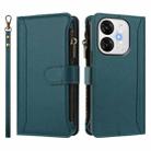 For itel A80 4G Magnetic Closure 9 Card Slots Zipper Leather Case with Hand Strap(Dark Green) - 2