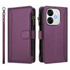 For itel A80 4G Magnetic Closure 9 Card Slots Zipper Leather Case with Hand Strap(Purple) - 2