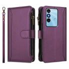 For itel P38 / S17 / Vision 3 Magnetic Closure 9 Card Slots Zipper Leather Case with Hand Strap(Purple) - 2