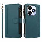 For itel P55 4G / Smart 8 Magnetic Closure 9 Card Slots Zipper Leather Case with Hand Strap(Dark Green) - 2