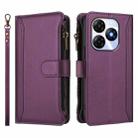 For itel P55 4G / Smart 8 Magnetic Closure 9 Card Slots Zipper Leather Case with Hand Strap(Purple) - 2