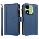 For itel P55 5G Magnetic Closure 9 Card Slots Zipper Leather Case with Hand Strap(Dark Blue) - 2