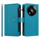 For itel RS4 Magnetic Closure 9 Card Slots Zipper Leather Case with Hand Strap(Turquoise) - 2