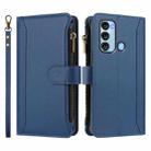 For itel S17 / Vision 3 Magnetic Closure 9 Card Slots Zipper Leather Case with Hand Strap(Dark Blue) - 2