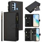 For itel S17 / Vision 3 Magnetic Closure 9 Card Slots Zipper Leather Case with Hand Strap(Black) - 1
