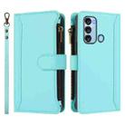 For itel S17 / Vision 3 Magnetic Closure 9 Card Slots Zipper Leather Case with Hand Strap(Mint Green) - 2