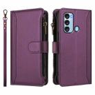 For itel S17 / Vision 3 Magnetic Closure 9 Card Slots Zipper Leather Case with Hand Strap(Purple) - 2