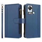 For itel S18 / Vision 5 Magnetic Closure 9 Card Slots Zipper Leather Case with Hand Strap(Dark Blue) - 2