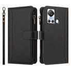 For itel S18 / Vision 5 Magnetic Closure 9 Card Slots Zipper Leather Case with Hand Strap(Black) - 2